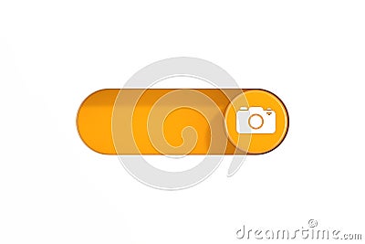 Yellow Toggle Switch Slider with Photo Camera Icon. 3d Rendering Stock Photo