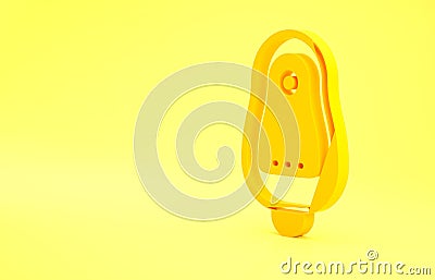 Yellow Toilet urinal or pissoir icon isolated on yellow background. Urinal in male toilet. Washroom, lavatory, WC Cartoon Illustration