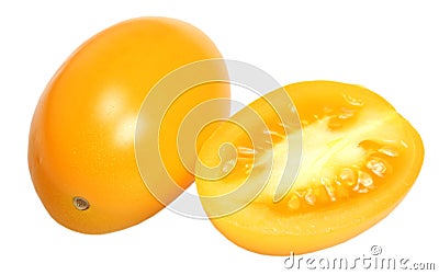 Yellow tomato on a white background Stock Photo