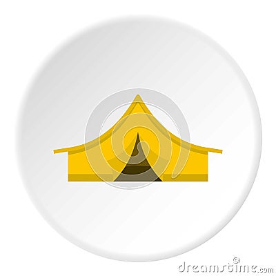 Yellow tourist tent icon circle Vector Illustration