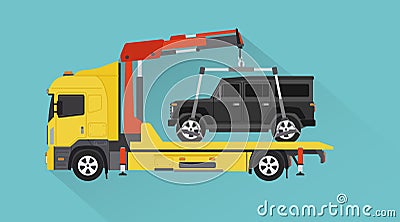 Yellow Tow Truck for transportation design flat style Vector Illustration