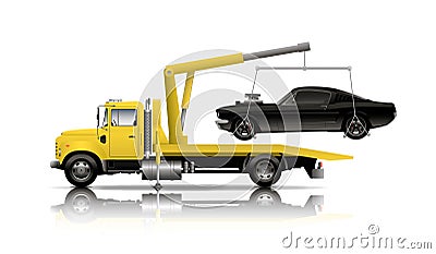 YELLOW TOW TRUCK Vector Illustration