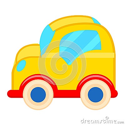 Yellow Toy Car with White Wheels Illustration Vector Illustration