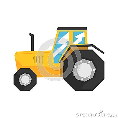 Yellow tractor, heavy agricultural machinery vector Illustration Vector Illustration