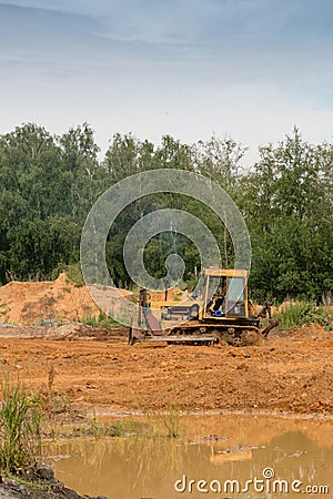 Yellow tractor Stock Photo