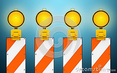 Yellow traffic warning lamps Stock Photo