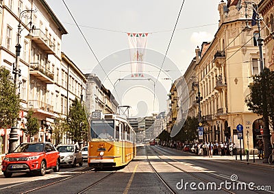 Tram, Budapest, Hungary Pest side 2018 Editorial Stock Photo