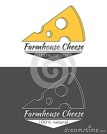 Yellow and transparent cheese logo. Vector Illustration