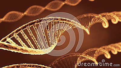 Yellow transparent ribonucleic acid or dna strand Stock Photo