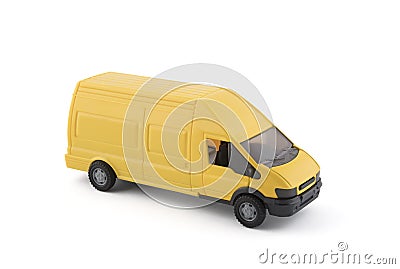 Yellow transport van car on white background Stock Photo