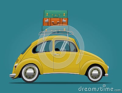 Yellow Travel Car Vector Illustration