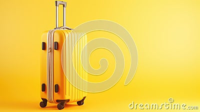 Yellow travel suitcase on a yellow background Stock Photo