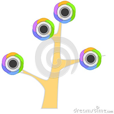 Yellow tree infographics on a white background. Raster. Stock Photo