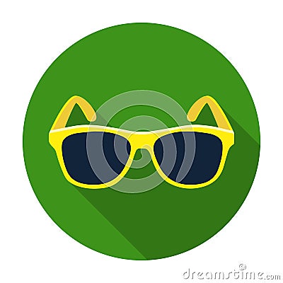 Yellow trendy sunglasses icon in flat style isolated on white background. Vector Illustration