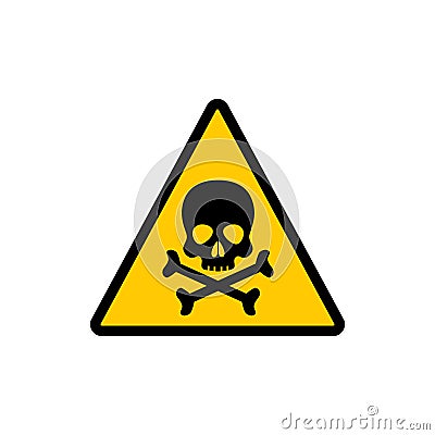 Yellow triangle warning toxic sign. Toxic warning vector symbol sticker. Vector Illustration