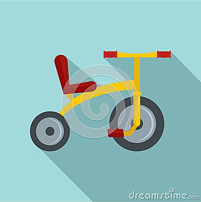 Yellow tricycle icon, flat style Vector Illustration