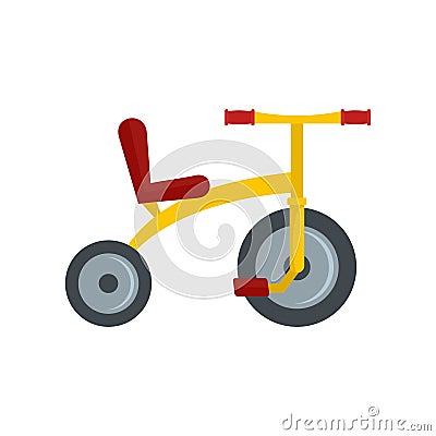 Yellow tricycle icon, flat style Cartoon Illustration