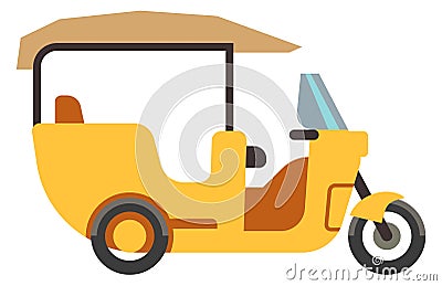 Yellow tricycle icon. Passenger motor wheel transport Vector Illustration