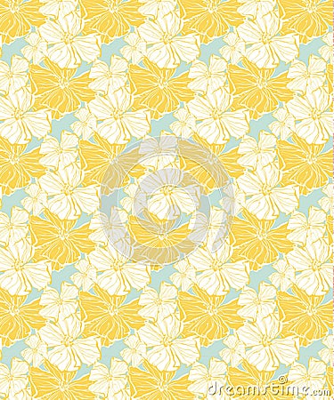 Yellow tropical floral pattern, seamless for fabrics and wallpaper Vector Illustration