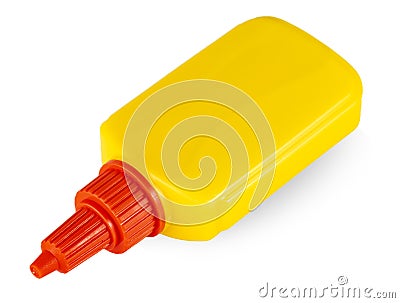 The Yellow tube of glue isolated on white background Stock Photo