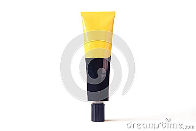 Yellow tube pack of glue Stock Photo