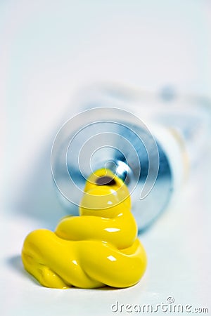 Yellow Tube of Paint Stock Photo