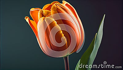 Yellow tulip close up Freshness and beauty of spring ,generative AI Stock Photo