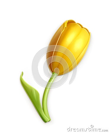 Yellow tulip, vector icon Vector Illustration