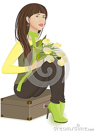 Yellow tulips Vector Illustration