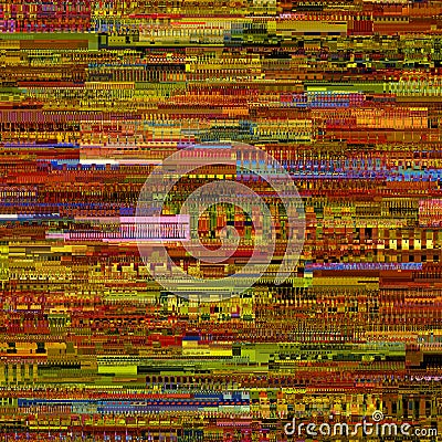 yellow unique glitch textured signal abstract abstract pixel glitch error Stock Photo