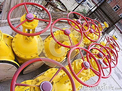 Yellow valves 2 Stock Photo