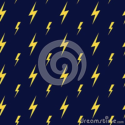 Yellow vector lightning dark blue seamless pattern Vector Illustration