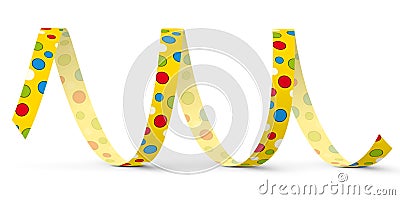 Yellow Vector Paper Streamer with Colored Dots - Blow Out Stock Photo