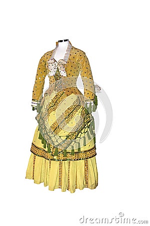 Yellow Victorian Dress Isolated Stock Photo