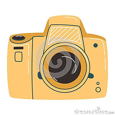 Yellow Vintage Camera Device in a cute flat style Vector Illustration