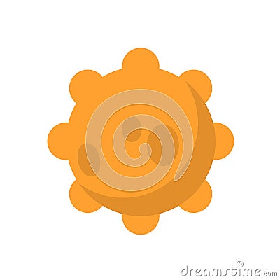 Yellow molecule, bacterium, virus cartoon model. Cartoon icon. Flat vector illustration, isolated on white background. Vector Illustration