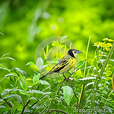 Yellow Wagtail (Motacilla alba) in the forest AI generated Stock Photo