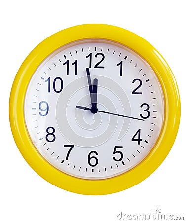 Yellow wall clock Stock Photo