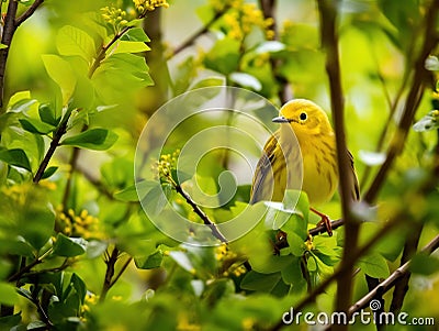 Yellow Warbler Cartoon Illustration