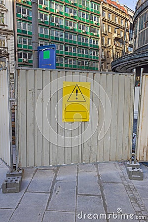 Yellow Warning Exclamation Sign Stock Photo