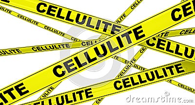 Cellulite. Yellow warning tapes Stock Photo