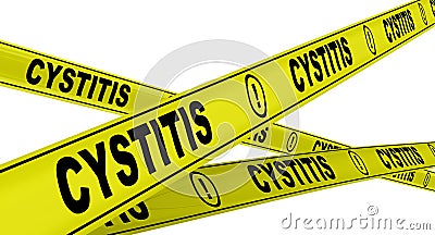 Cystitis. Yellow warning tapes Cartoon Illustration