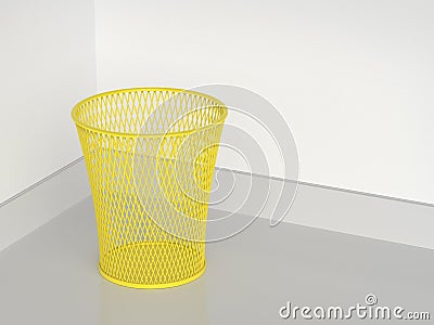 Yellow wastepaper basket Stock Photo