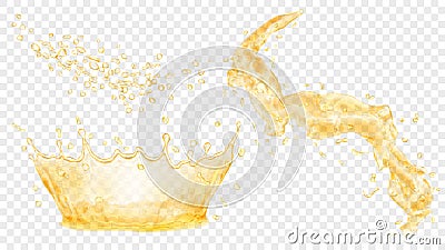 Yellow water crown, drops and splash of water Vector Illustration