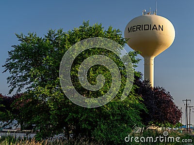 Yellow water tower in Meridian Idaho Editorial Stock Photo