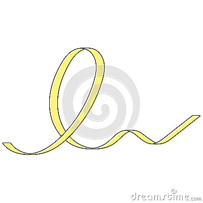 Yellow waving ribbon in support of sick people suicide prevention and cancer day Vector Illustration