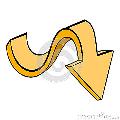 Yellow wavy arrow icon, icon cartoon Vector Illustration