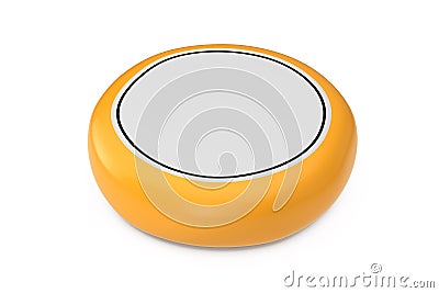 Yellow Wheel of Wax Cheese with Blank Label for Your Design. 3d Rendering Stock Photo