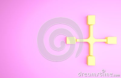 Yellow Wheel wrench icon isolated on pink background. Wheel brace. Minimalism concept. 3d illustration 3D render Cartoon Illustration