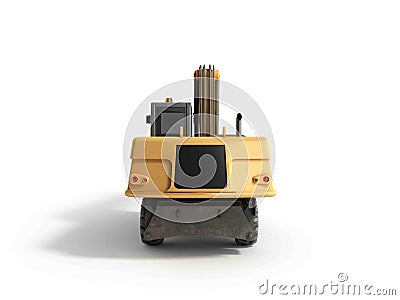 Yellow wheels Bulldozer 3d render on white Stock Photo